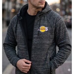 Los Angeles LA Lakers Men 2XLarge Charcoal Gray Basketball Light Jacket Showtime